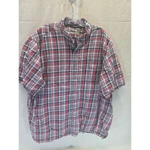 GameGuard Outdoors Mens 3X Short Sleeve Plaid Fishing Shirt Red Grey Ventilated